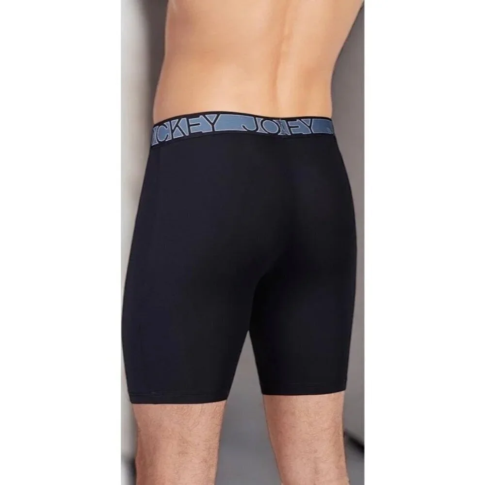 Jockey 4 Pack Activestretch Black Cotton Stretch Long Leg Boxer Brief NEW Medium